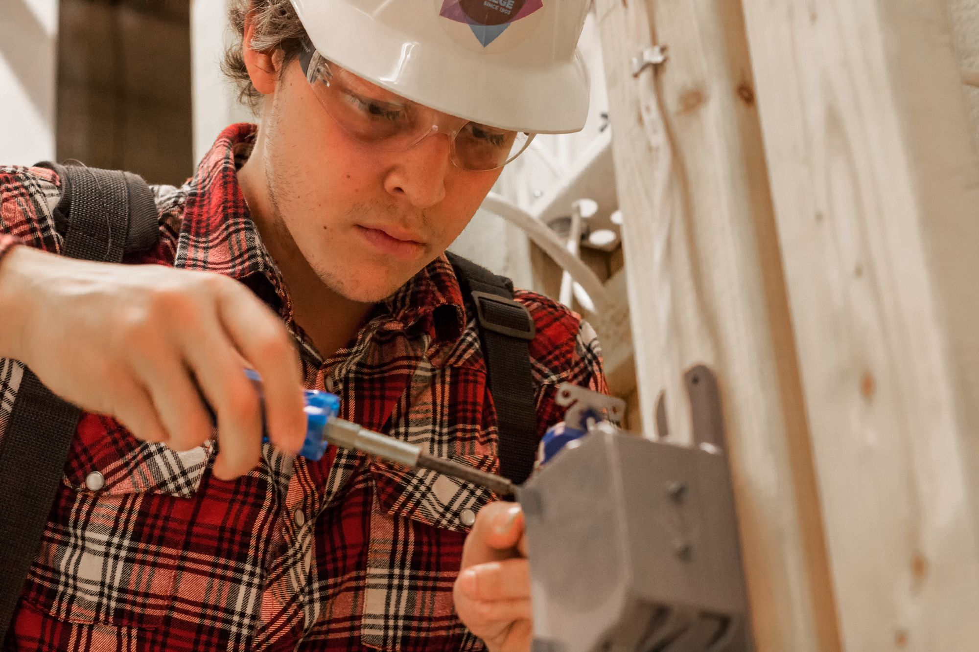 sprott shaw school of trades student working on project